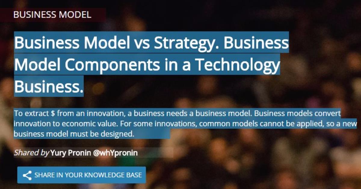 Business model components, business model vs strategy in technology business